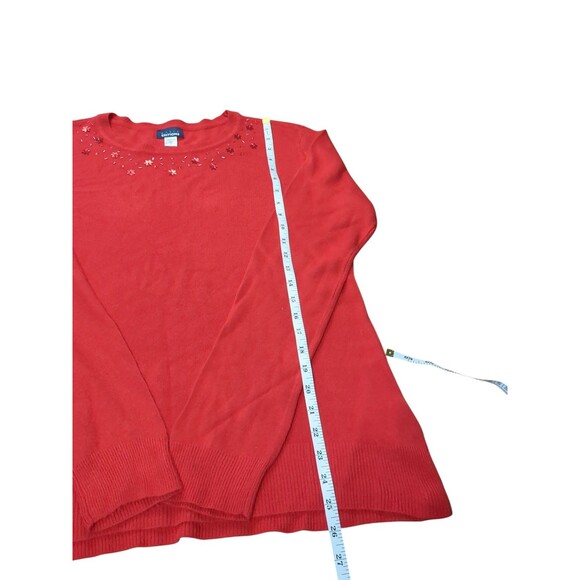 Basic Edition 100% Polyester Red Sweater XL Pullover.  Red Beading - Picture 4 of 9